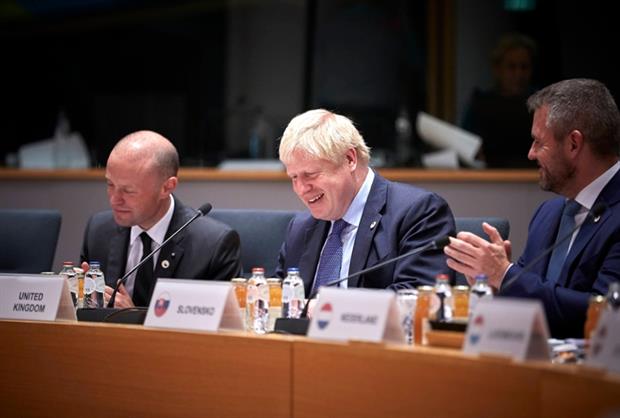 Joseph Muscat, Maltese PM; Boris Johnson, UK PM; Peter Pellegrini, Slovak PM at the European Council 17 October (Image: European Union)