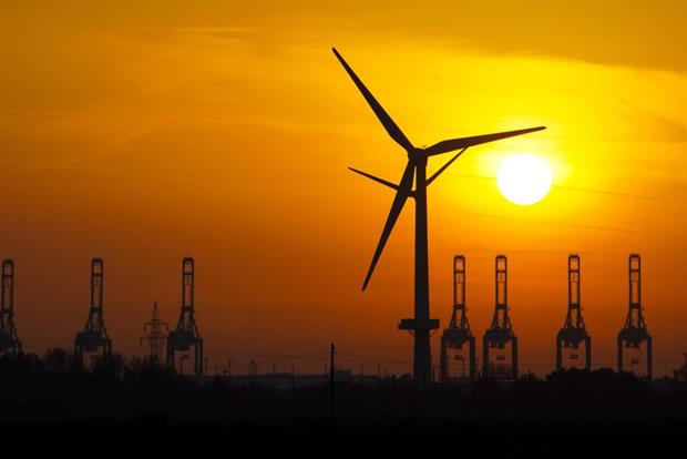 Wind turbines along the river Weser at the North Sea in Bremen, northern Germany, November 2020. Photo: Patrik Stollarz / AFP via Getty