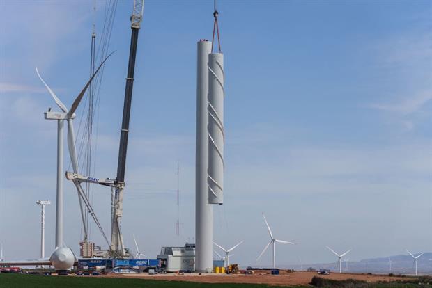 A wind farm under construction in Villar, Spain, April 2022. Green MEPs say the energy crisis should push the EU to adopt even higher renewables targets. Photo: CESAR MANSO/AFP via Getty Images