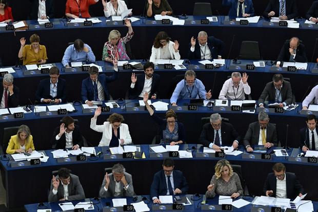 MEPs vote during Wednesday's plenary session. The taxonomy vote saw many lawmakers vote along national rather than party lines. Photo: Photo by Patrick Hertzog/AFP via Getty Images