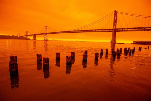 California's bay area shrouded in smoke amid record-breaking fires along the US west coast. Image: Ray Chavez/MediaNews Group/The Mercury News via Getty Images