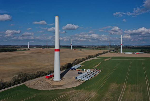 A wind farm under construction in Angermuende, Germany, April 2022. Renewable energy developers have long complained about bottlenecks in permitting. Photo: Sean Gallup/Getty Images