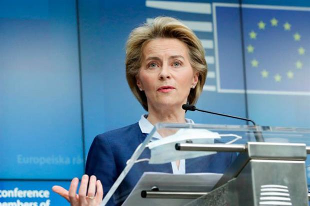Von der Leyen: a lot of support” for the proposal’s green focus (Photo by OLIVIER HOSLET/EPA/AFP via Getty Images)
