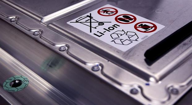 A rechargeable lithium-ion battery for the Volkswagen ID.3 electric car in Zwickau, Germany, in February 2020. Photo by Ronny Hartmann / AFP / Getty Images