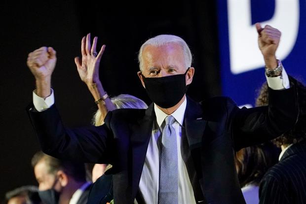 President-elect Joe Biden celebrates his victory in Wilmington, Delaware. Brussels officials have warmly welcomed his victory as an important step for global climate cooperation. Photo: Drew Angerer/Getty Images