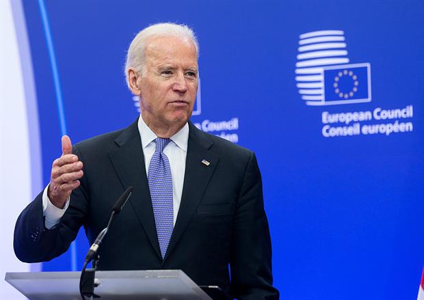 Joe Biden, as US secretary of state, visiting Brussels in 2015. EU officials hope his presidency will strengthen transatlantic relations. Photo: Thierry Tronnel/Corbis via Getty Images
