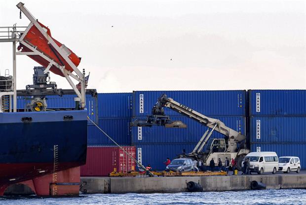 A container at the port of Sousse, about 140km from Tuni, where containers of Italian household waste were blocked from unloading in November 2020. Photo: Fethi Belaid / AFP via Getty Images