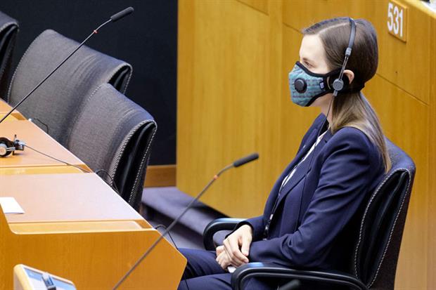 Brussels in lockdown: a session of the European Parliament on 16 April (Photo by Thierry Monasse/Getty Images)