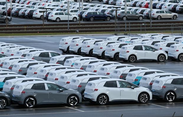 New electric cars outside the Volkswagen factory in Zwickau. The commission is examining ways to encourage the uptake of zero-emissions vehicles. Photo: Sean Gallup/Getty Images
