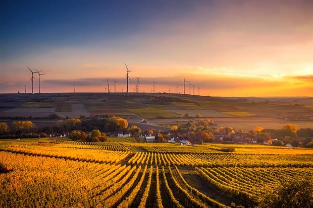 Renewables - German wind farm at sunset (Pixabay)