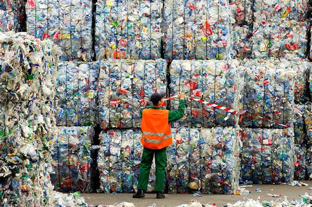 Storage of bottles for recycling at the APPE plant in France. Photo: Andia/Universal Images Group via Getty Images