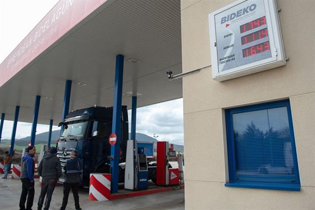 A petrol station in Pamplona, Spain, on 15 March 2022