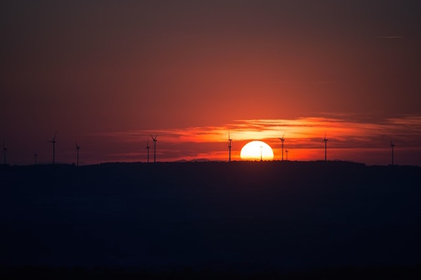 Energy - windfarm with sunset