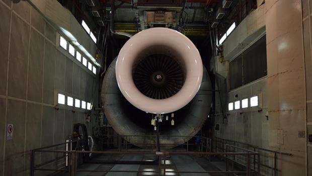 The engine being tested