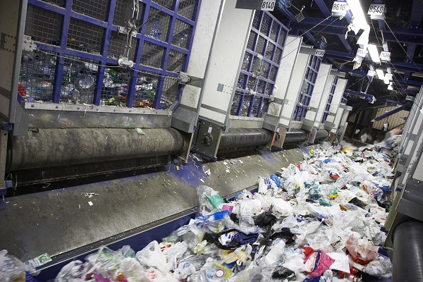 Plastic waste being processed