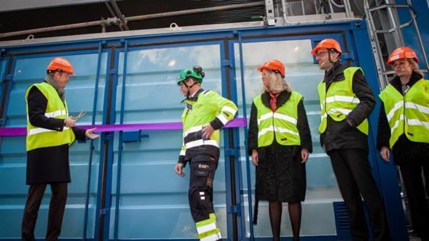 Sweden’s energy minister Anders Ygeman (left) opening the plant