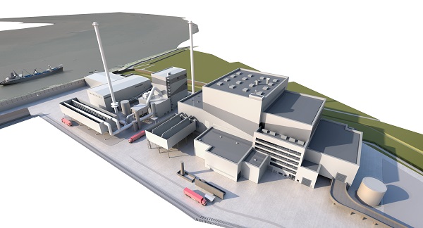 The EfW plant and biomass-fired facility as they will look once completed 