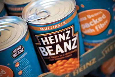 Cans of Heinz baked beans