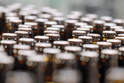 Drink bottles on a conveyor belt