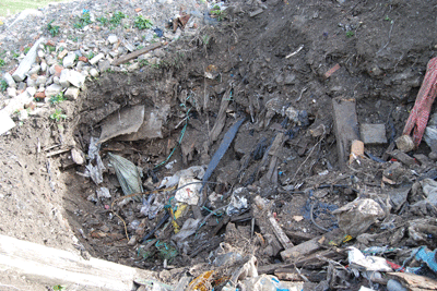 Buried mixed waste on the Bideford sites in Devon