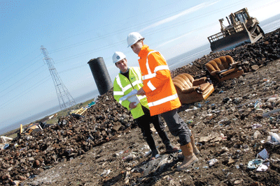 Environment Agency officers inspecting a landfill