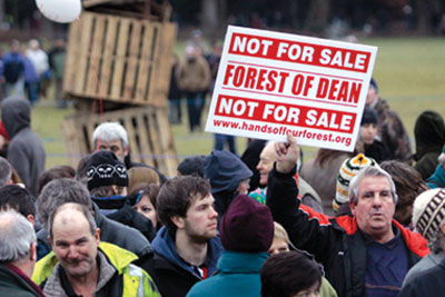 Hands Off Our Forests rally in the Forest of Dean on 3 January. Over 3,000 protesters braved freezing conditions and snow (credit: Forest of Dean and Wye valley Review)