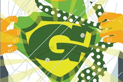 Illustration: Green surperhero survey icon
