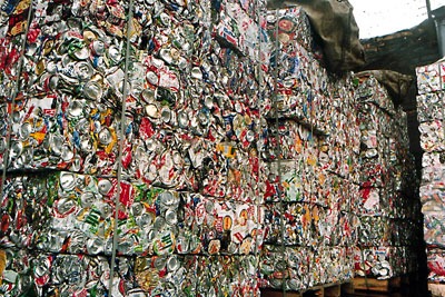 Stacked cans for recycling, Alupro