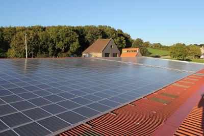 Solar panels at Worthy Farm, home of Glastonbury. Credit: Solarsense