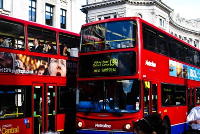 London buses. Credit: Alex Faundez, cca2a, wikimedia