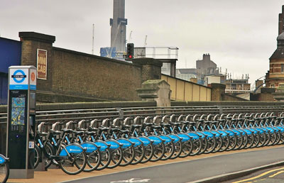 Barclay's cycle hire scheme, Waterloo station. CCA-SA2