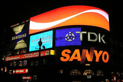 WWF and PIRC aim to spark debate about the impacts of advertising, seen here on display in Piccadilly Circus in London