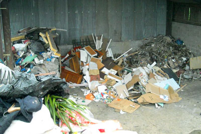 Wood, plastic, metal, cables, bricks, breezeblocks, concrete and soil were being stored at Hillside Farm in Chesterfield (photo: Environment Agency)