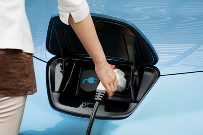 Nissan Leaf electric vehicle being charged