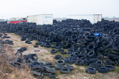 Tyres dumped at Tockwith airfield (photo: Environment Agency)