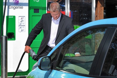 The UK's first motorway-based rapid charge DC points is being rolled out (photograph: Robert Nemeti/Solent News & Photo Agency)