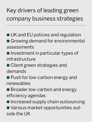 Key drivers of leading green company business strategies