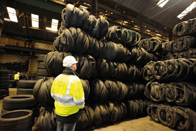 Illegally stored tyres. Credit: Environment Agency