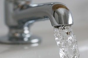 Water flowing from tap