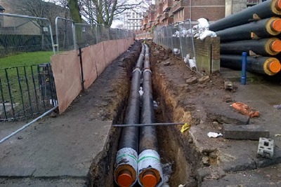 District heating network being installed for the South East CHP plant (Photograph: London Borough of Southwark)