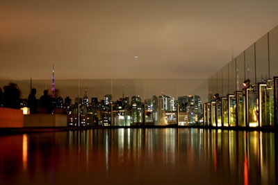 View of Sao Paulo at night seen by the mission during their stay at the Unique Hotel. Credit: Technology Strategy Board