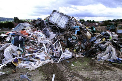 Construction and demolition waste, including plasterboard and asbestos, had been deposited at West Musgrave farm without a permit (photograph: Environment Agency)