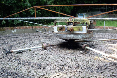 A stream was polluted when a filter bed percolating arm at South West Water's George Nympton sewage treatment works collapsed (photograph: Environment Agency)