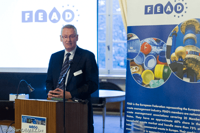 FEAD president David Palmer-Jones speaking at launch of its circular economy strategy earlier this year (photo: Environmental Services Association)