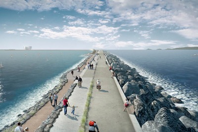 Plans for a tidal lagoon in Swansea Bay include a 4km long, 12-metre-high wall (image: Tidal Lagoon Power)