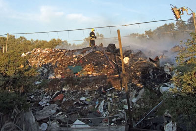 A fire at Averies Recycling facility in Swindon raged last year (photograph: Wiltshire Fire & Rescue Service)