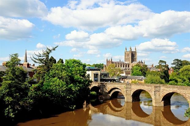 DECC says Hereford, sitting on the River Wye, could exploit the heat in its waters (photograph: arenaphotouk/123RF)