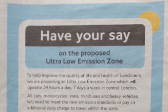 TfL have been told its newspaper advert was 'misleading' (photo: Simon Birkett/Clean Air London)