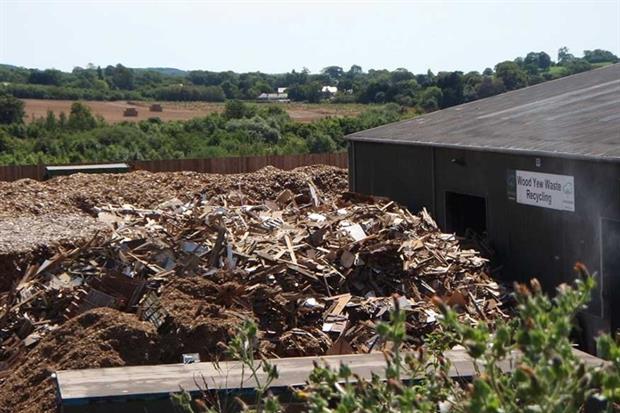 Wood Yew Waste's wood chipping site in Woodbury Salterton, near Exeter (photograph: Environment Agency)
