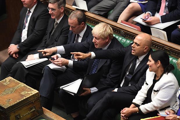 The Conservative front bench on Saturday's sitting of the House of Commons. Photograph: UK Parliament